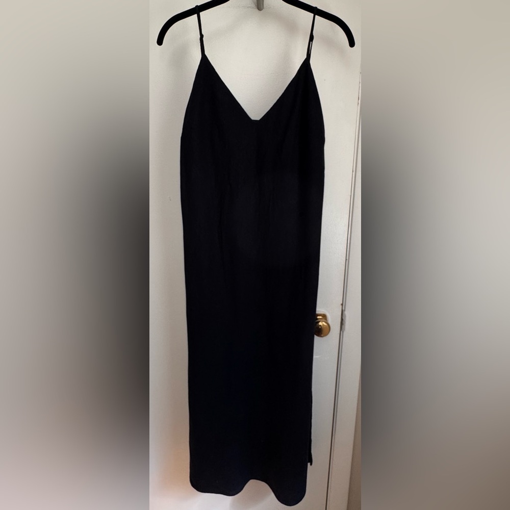 A New Day Black Linen Slip Dress Size M Midi Summer Minimalist Dress Target - Picture 3 of 6